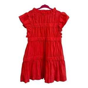 Sea New York Kids Red smocked flutter sleeve dress - Size 4Y